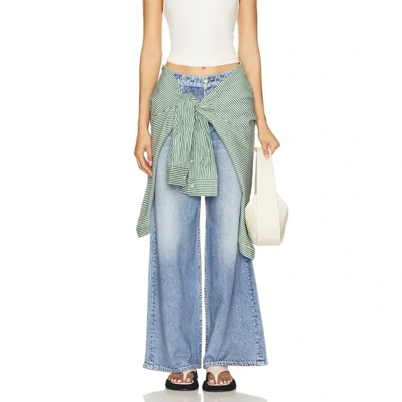 rag & bone • Miramar Andi Ankle Sweatpant Denim Light Blue Wide Leg - Picture 8 of 10